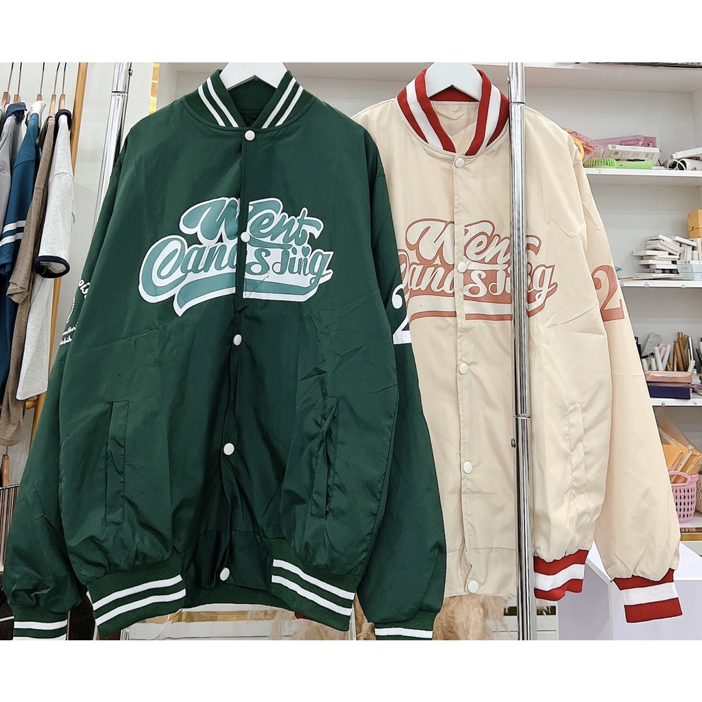 Khoác Bomber Gió Viền Tay Chữ Went Dáng Rộng Unisex Nam Nữ Kieeur Dáng Năng Động Trẻ Trung