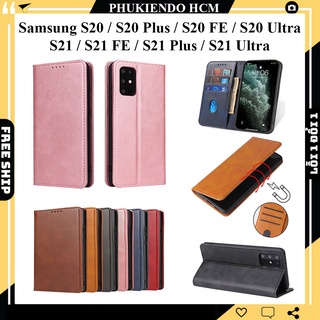 Bao da samsung s20, s20 plus, s20 fe, s20 ultra, s21, s21 fe, s21 plus, s21 ultra dạng ví nắp gập, ngăn đựng thẻ tiền