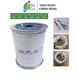 Dây cáp đồng trục liền nguồn 50m Sino RG59 lõi hợp kim vỏ màu trắng