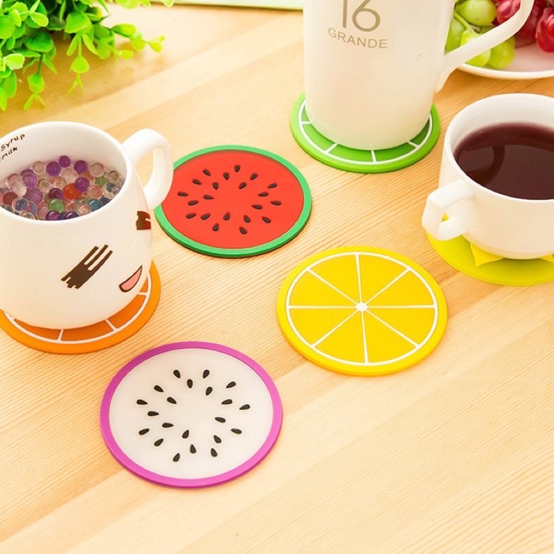 Đế lót cốc, ly silicon hình hoa quả xinh xắn