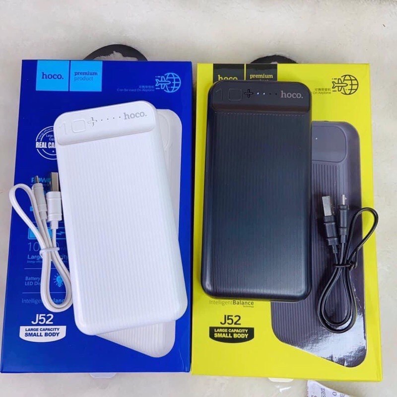 (CHÍNH HÃNG) Sạc Dự Phòng Hoco J52 Bản Nâng Cấp ✔10000mAh - 20000mAh ✔Siêu Mỏng ✔️2 CỔNG USB, Sạc 2 Thiết Bị Cùng Lúc