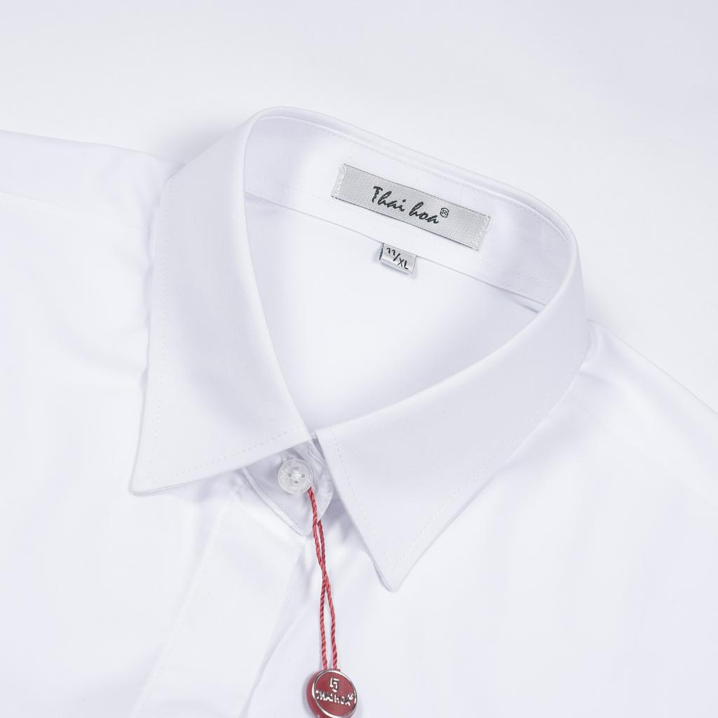 Áo sơ mi trắng nữ công sở Thái Hòa thiết kế dài tay sợi cotton giấu cúc 23ASW-102