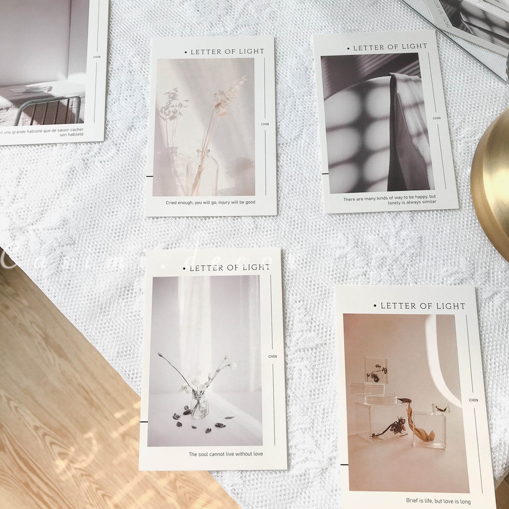 Bìa ảnh LETTER OF LIGHT B postcard chụp sản phẩm decor, dán tường trang trí bàn học Casimi Decor