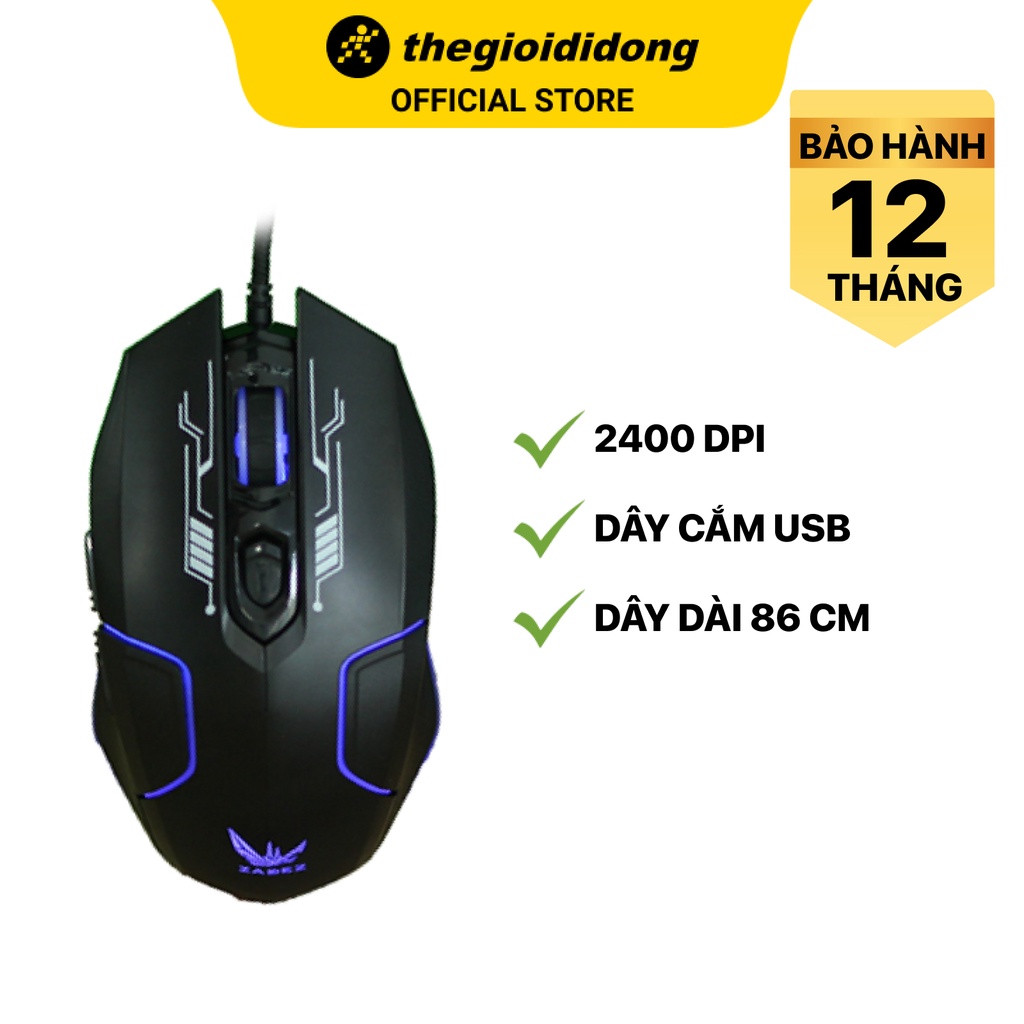 Chuột Có Dây Gaming Zadez G-610M Đen 2400 DPI - Hàng chính hãng - BH 12 tháng