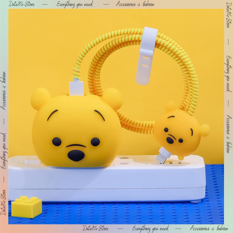 Bộ phụ kiện bảo vệ sạc bằng silicon nhân vật hoạt hình dễ thương cho bộ sạc 18W và 20W Date84store