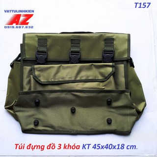Túi vải bạt dù đựng đồ 3 khóa cỡ đại KT 45cm x 40cm x 18cm