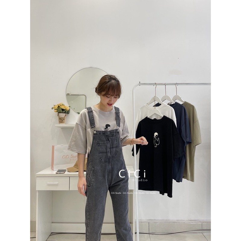 [Mã FADIRECT20 giảm 20K đơn 150K] Yếm jean trơn 1 túi trước CICISTUDIO | BigBuy360 - bigbuy360.vn