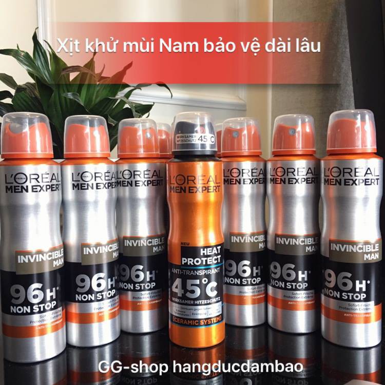 Xịt khử mùi nam khô thoáng L'OREAL Invincible Man 96h Non stop , 150ml