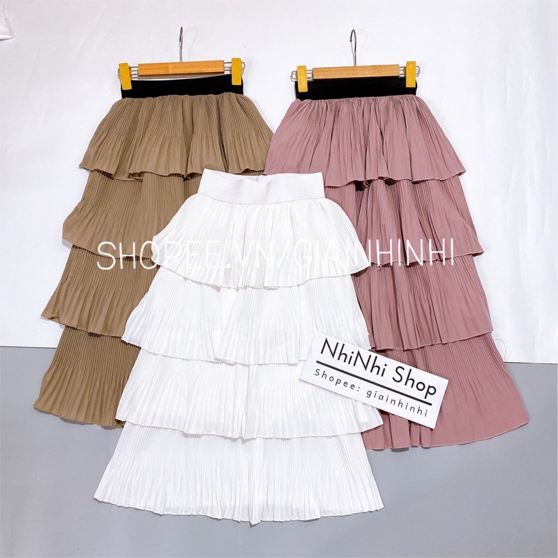 Chân váy xòe tầng dáng dài dập nhăn 4t, Chân váy tầng dáng dài CV1367 - NhiNhiShop