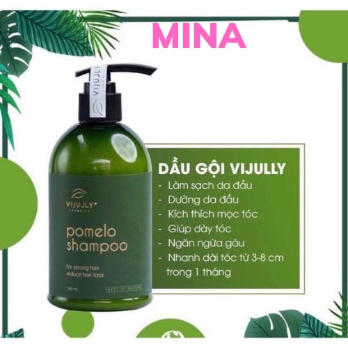 Dầu gội Pomelo Shampo, Dầu Gội Bưởi Vijully Ngăn Gãy Rụng & Làm Dày Tóc Dành Cho Da Đầu Nhờn 280ml