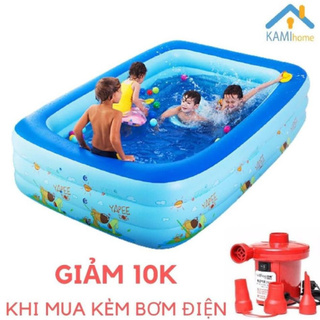 Phao bơi bể bơi cho bé - hồ bơi thành cao 3 tầng bơm hơi - bh 12 tháng