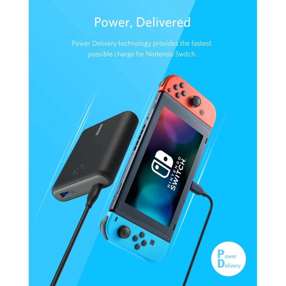 Pin dự phòng 13400mAh sạc nhanh PD 18w ANKER A1241 PowerCore Nintendo Switch Edition cho iPhone iPad Samsung Oppo Xiaomi