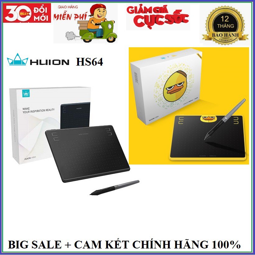 Bảng vẽ Huion HS64 cho Android & máy tính: tặng kèm găng tay họa sĩ & OTG - Hàng Chính Hãng