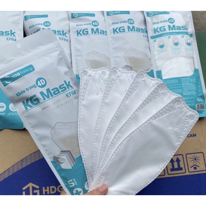 Khẩu trang KF94 mask Hàn Quốc,1 gói 5 chiếc,3D 4 lớp kháng khuẩn,cao cấp | BigBuy360 - bigbuy360.vn