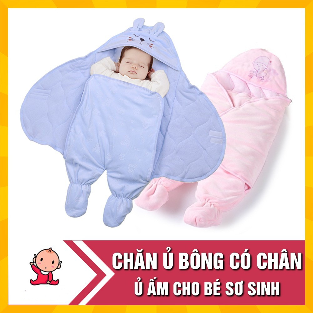 Chăn ủ mùa đông có chân bé sơ sinh thu đông dày dặn, ấm áp