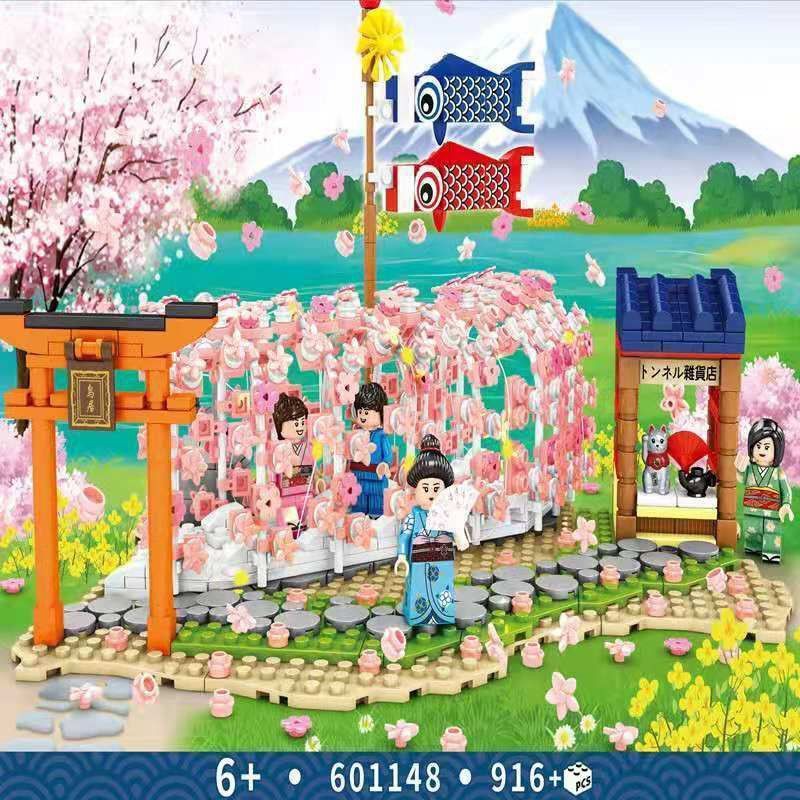 Tương thích với Lego Senbao Building Blossom Cherry Khinh khí cầu Chế độ xem phố Xếp hình Đồ chơi Lãng mạn 520 Ngày