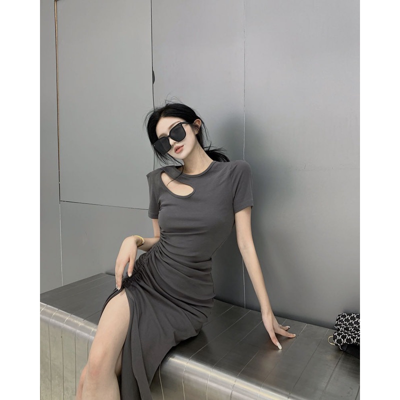 Đầm Dáng Ôm Thiết Kế Dây Rút Thời Trang Pháp Xinh Xắn Cho Nữ