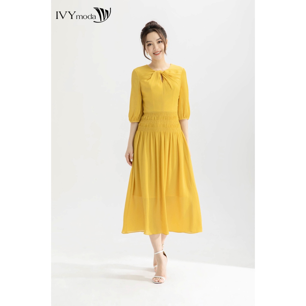 Đầm xòe cổ xoắn IVY moda MS 48B8528