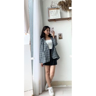 [ẢNH THẬT][VIDEO] ÁO BLAZER KẺ NỮ TAY DÀI