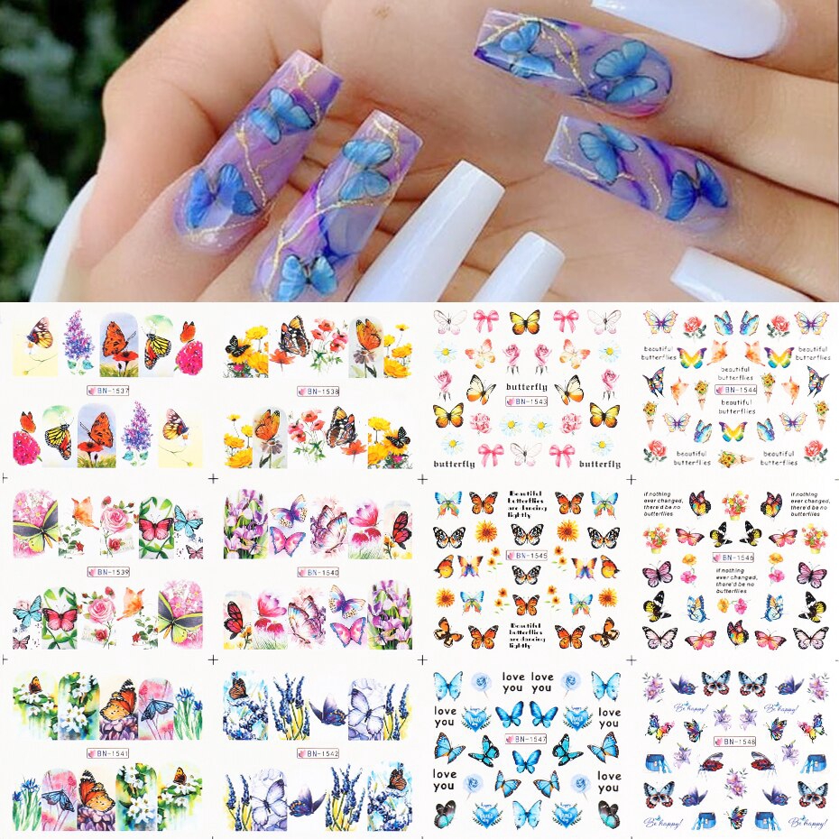 Bộ 12 miếng dán móng tay nhiều họa tiết tùy chọn đẹp mắt