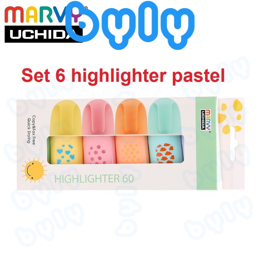 [Ship hỏa tốc] Bộ bút đánh dấu màu pastel Marvy - Highlighter 60P-4V, 60P-6V sản phẩm chất lượng cao - ByLy Store