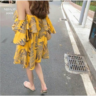 Đầm trễ vai hình lá