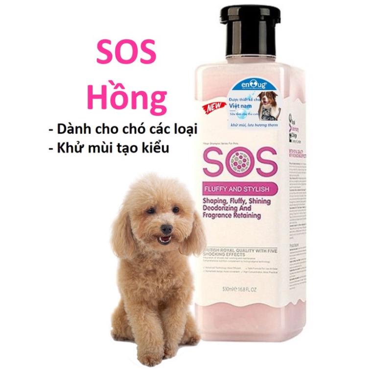 Sữa Tắm SOS cho chó mèo 530ml loại SOS Xanh dương chó lông trắng