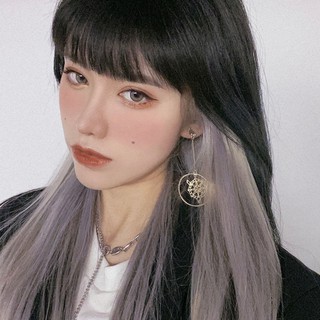 Bộ tóc giả thẳng có mái ngang nhuộm màu thời trang kiểu ngắn/dài tuỳ chọn