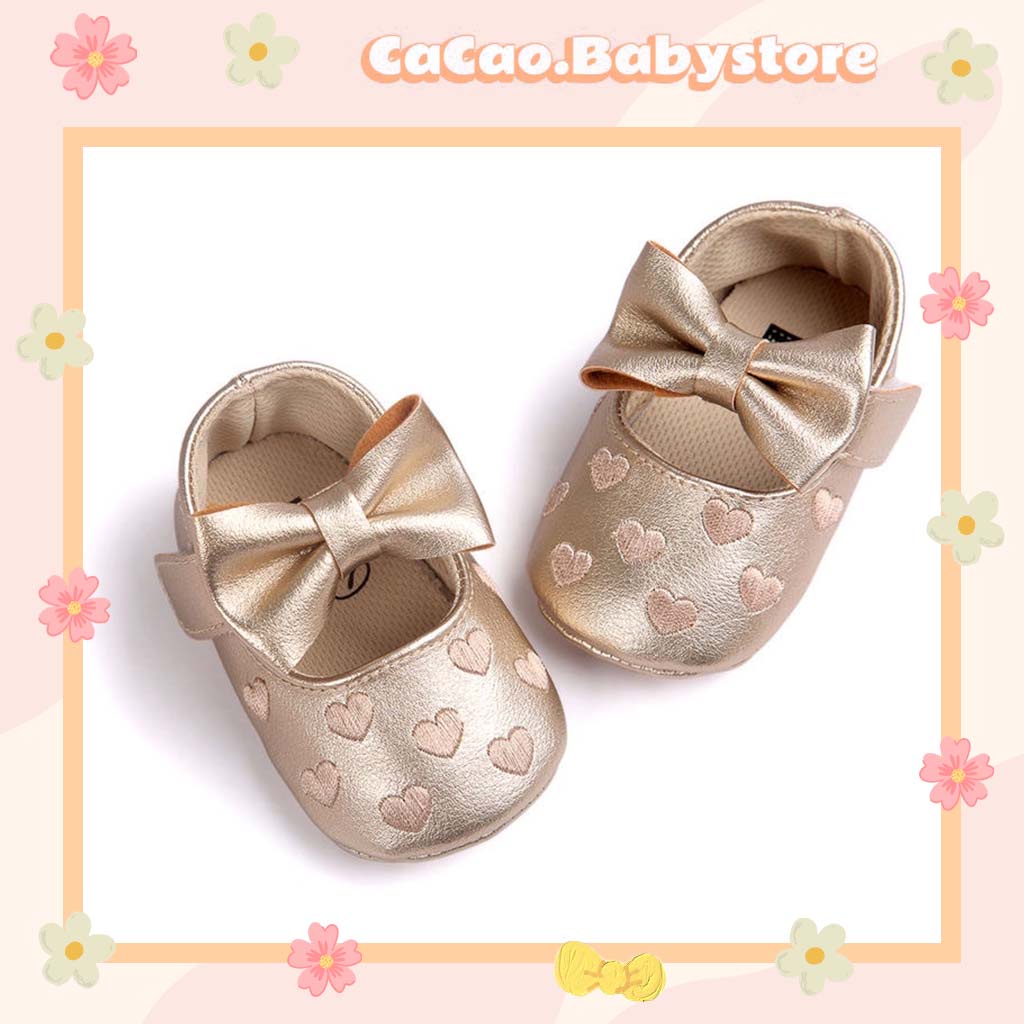 Giày Tập Đi Đế Mềm Bé Gái CACAO Cho Bé 0-1 Tuổi, Chất Lượng Cao Cấp Êm Chân, Chống Trơn Trượt