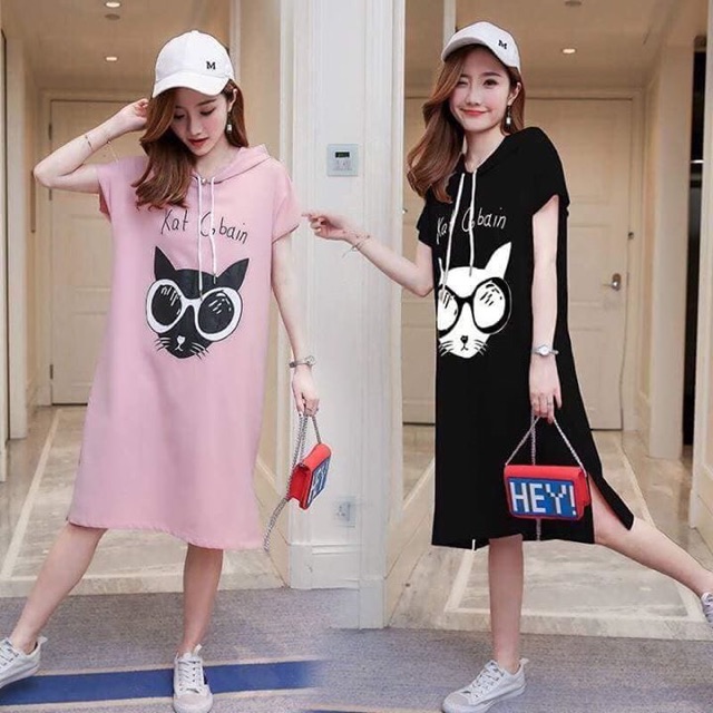 Váy suông mèo đeo kính siêu xinh