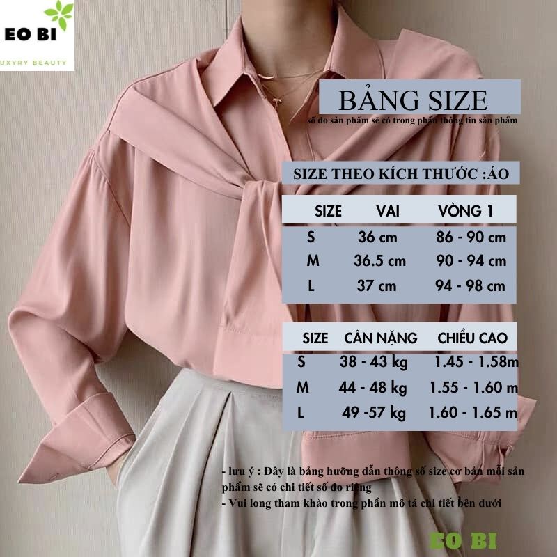 Áo Sơ Mi Nữ form rộng Lụa hàn Kiểu buộc nơ cổ đẹp dài tay ulzzang vintage hàn quốc cao cấp trơn -EOBI | BigBuy360 - bigbuy360.vn