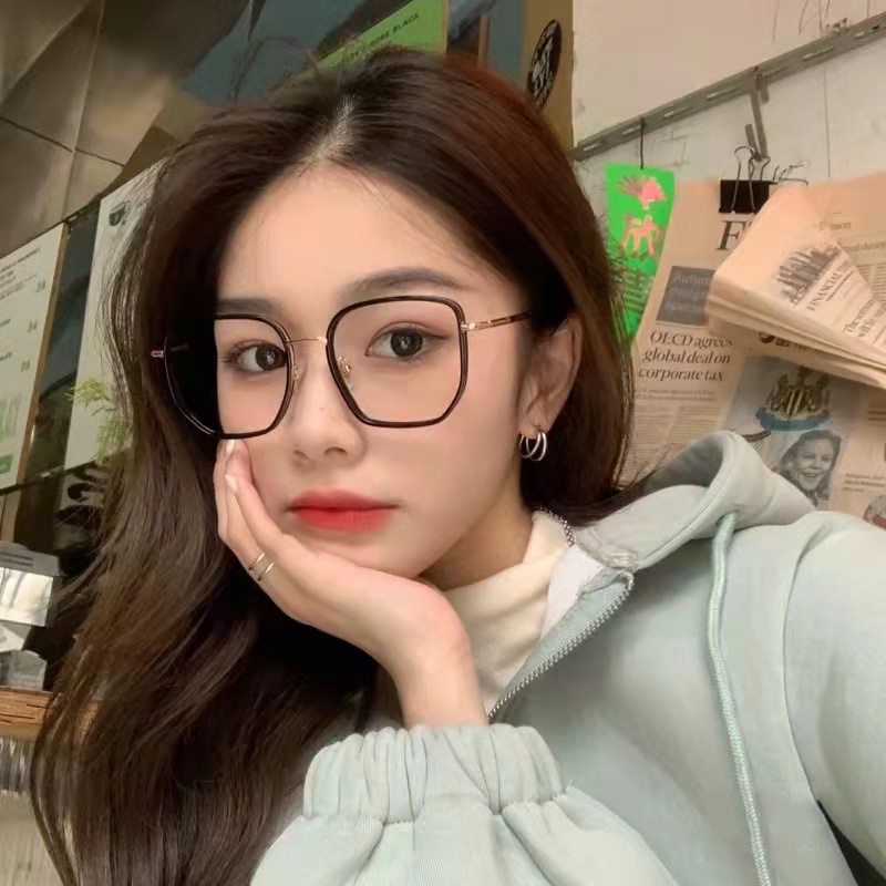 Mắt Kính Gọng Kim Loại Chống Bức Xạ Phong Cách Retro Hàn Quốc Cho Nam Nữ