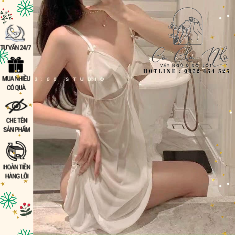 [LL605] Váy ngủ sexy gợi cảm ren xuyên thấu tặng kèm chíp - cochunhoquan11