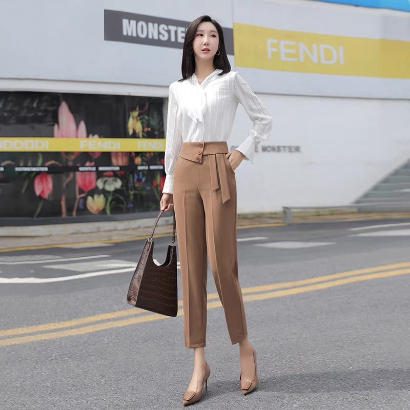 Quần Baggy Công Sở Quần âu công sở hai cúc lệch thanh lịch  đủ màu chất mát, dày dặn đứng form-mã Quần Hai Dây