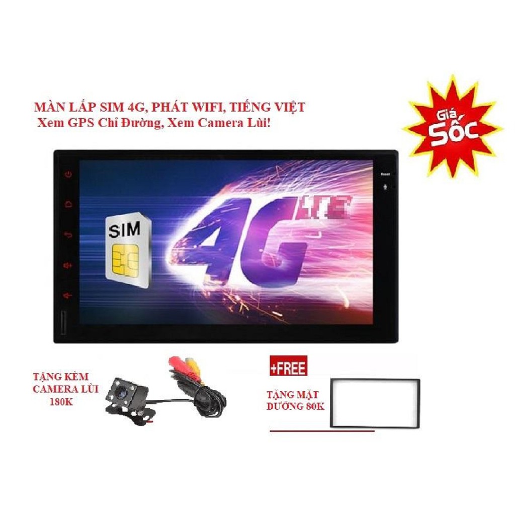 Đầu DVD Android Ô Tô Chạy Sim 4G, Thu Phát Wifi, Màn Hình 7inch Full HD