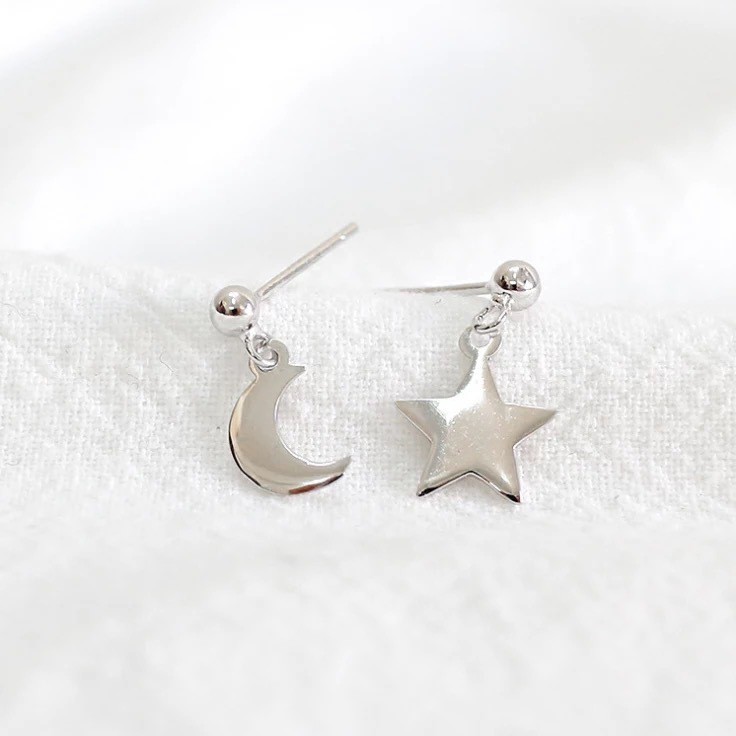 Khuyên Tai Bạc Mon Lilas Mặt Trăng Sao Mie Star K125001