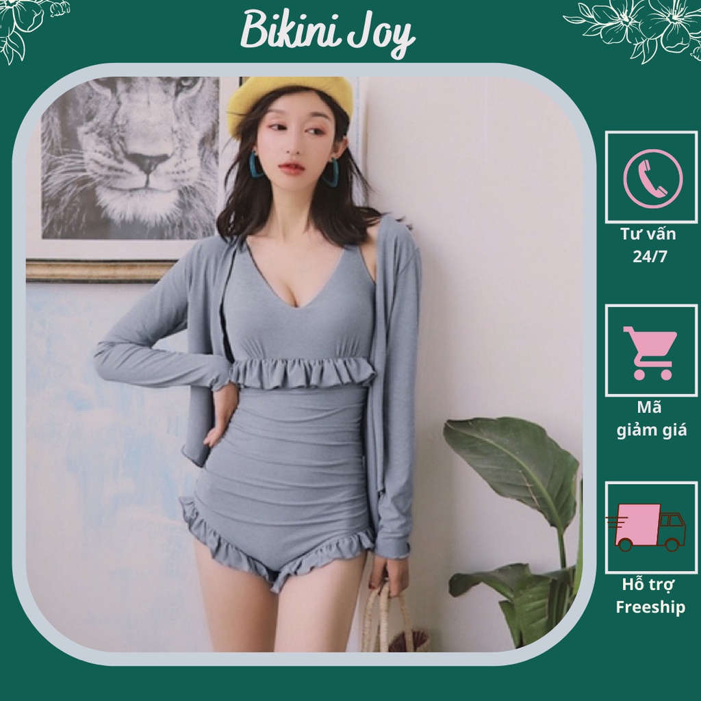 Bikini nữ 1 mảnh bèo nhún kèm khoác