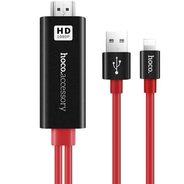 CÁP HDMI CHUYỂN TỪ IPHONE RA TIVI 1 CHÂN USB 1 CHÂN LIGHTING HOCO UA4 - CHÍNH HÃNG