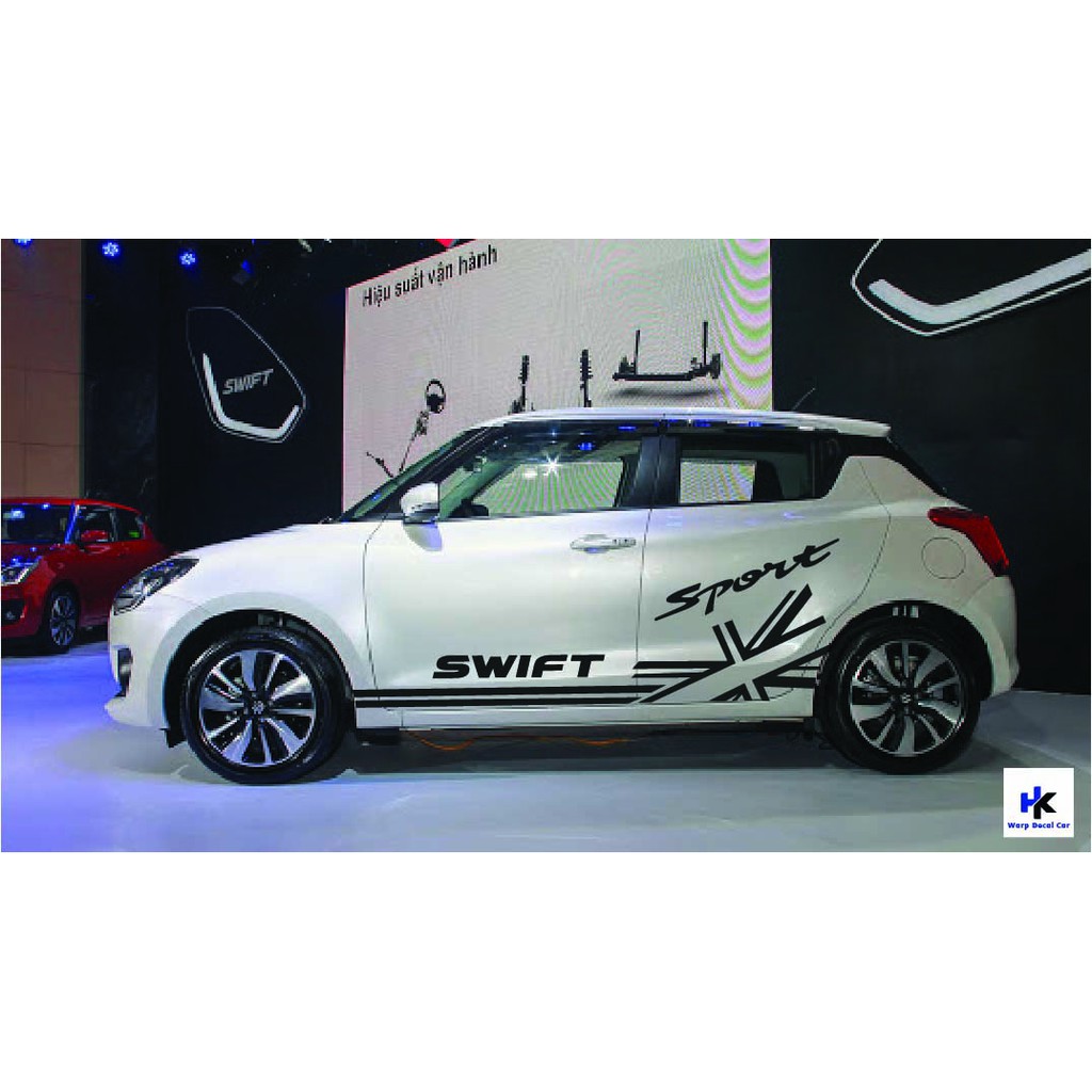 Tem xe SUZUKI SWIFT dán 2 bên sườn - tem xe ô tô giá rẻ hà nội- decal Swift