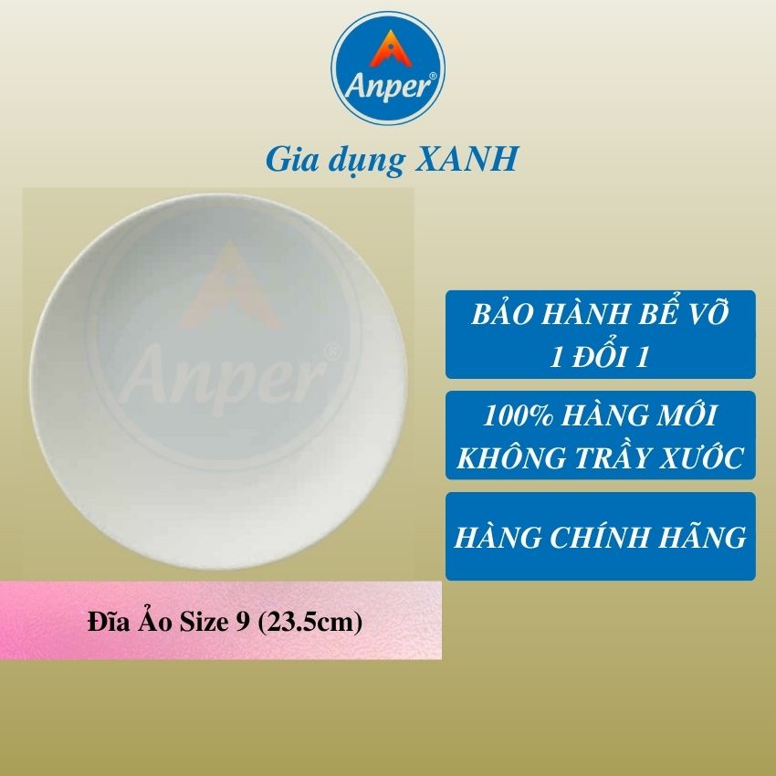 Đĩa sứ ANPER 15 18 25 30 cm nhật hàn dĩa sâu lòng đựng thức ăn hàng chính hãng