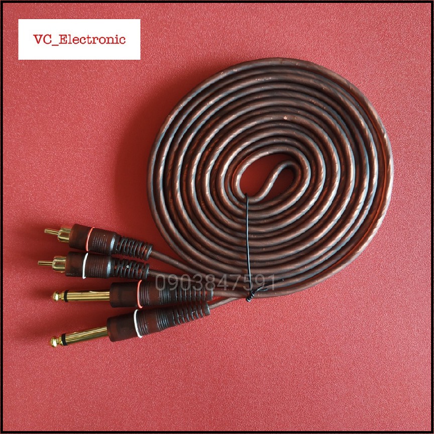 Dây AV Chuyển Đổi 2 Đầu Bông Sen Ra 2 Đầu 6.3mm ( Mã 205 - 1.5 mét )