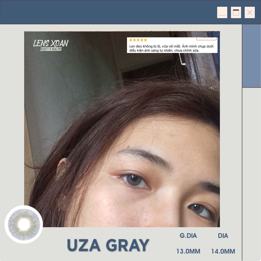 KÍNH ÁP TRÒNG UZA GRAY- HERA : LENS XÁM TÂY ÁNH XANH NHẸ | LENS XOẮN