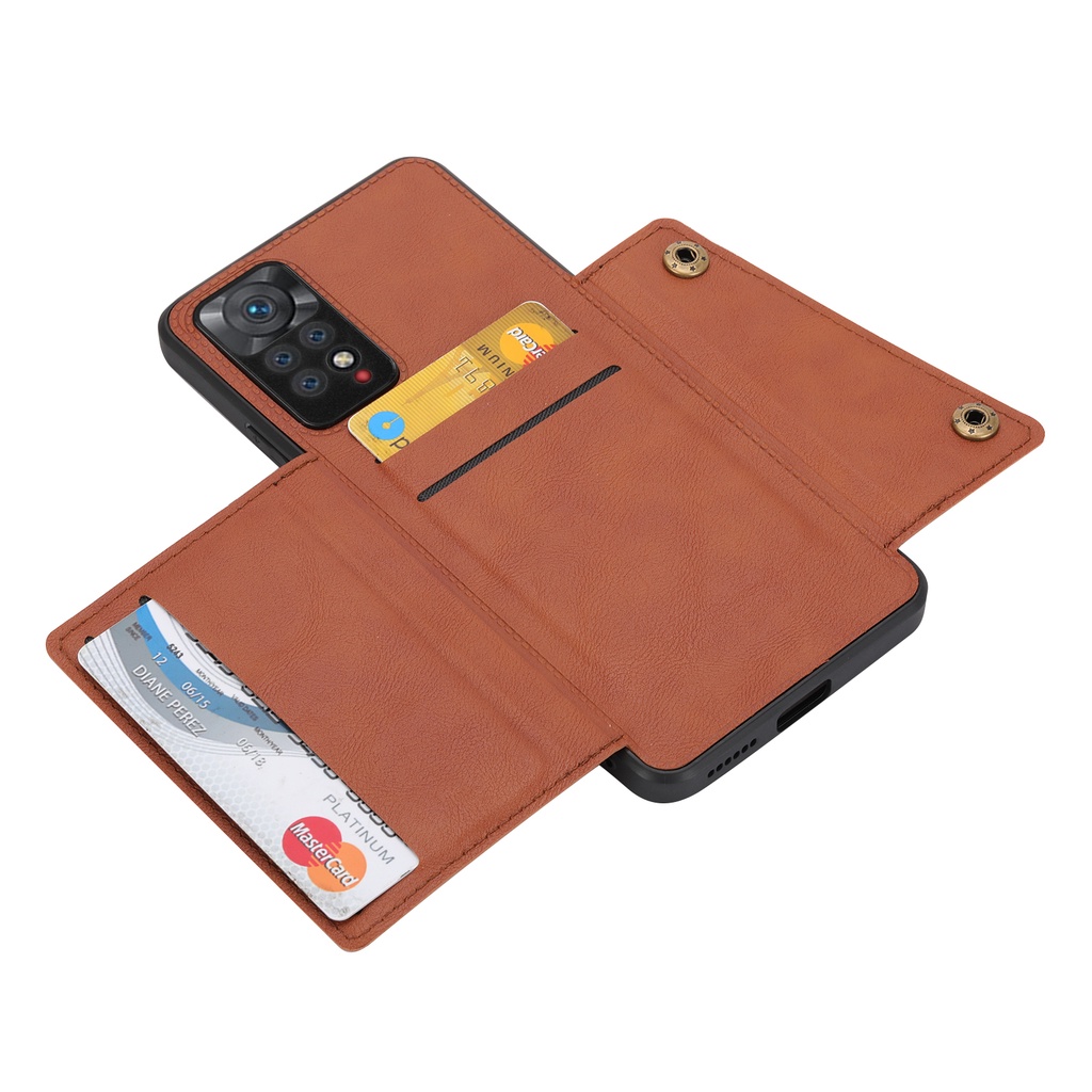 Vỏ Bao Da Điện Thoại Dạng Ví Nắp Lật Có Ngăn Đựng Thẻ Và Giá Đỡ Cho Xiaomi POCO C40 X4 NFC M4 F4 GT Redmi Note 11 Pro 11S 11T 5