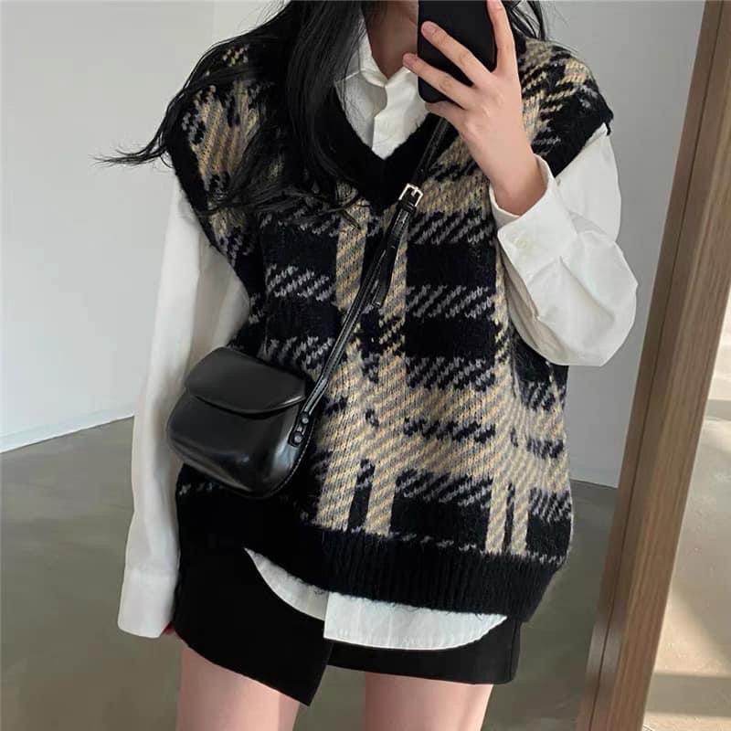 ÁO len kẻ Hàn Quốc