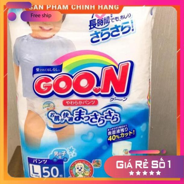 Hàng auth Tã quần Goon size L 50 miếng bé trai (9-14kg)