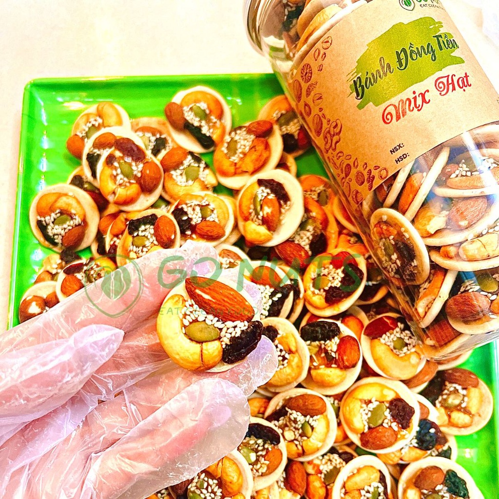 Bánh đồng tiền GO NUTS mix hạt dinh dưỡng Bánh ăn kiêng hỗ trợ giảm cân bánh ngũ cốc bánh healthy thuần chay thực dưỡng