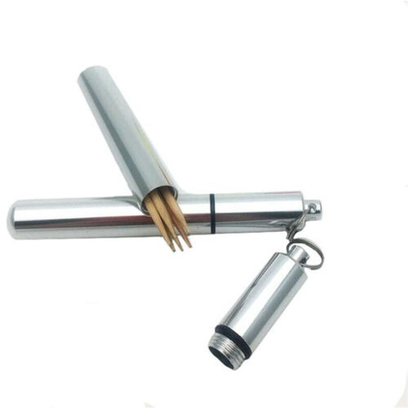 Hộp Đựng Tăm Xỉa Răng Mini Bằng Kim Loại Không Thấm Nước Có Móc Khóa
