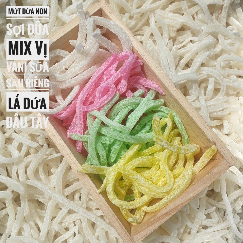 Mứt Dừa Non Nhà Làm Loại 1 Mứt Dừa Non Ngũ Săc Sợi Dẻo 100% Thiên Nhiên - Annfoods