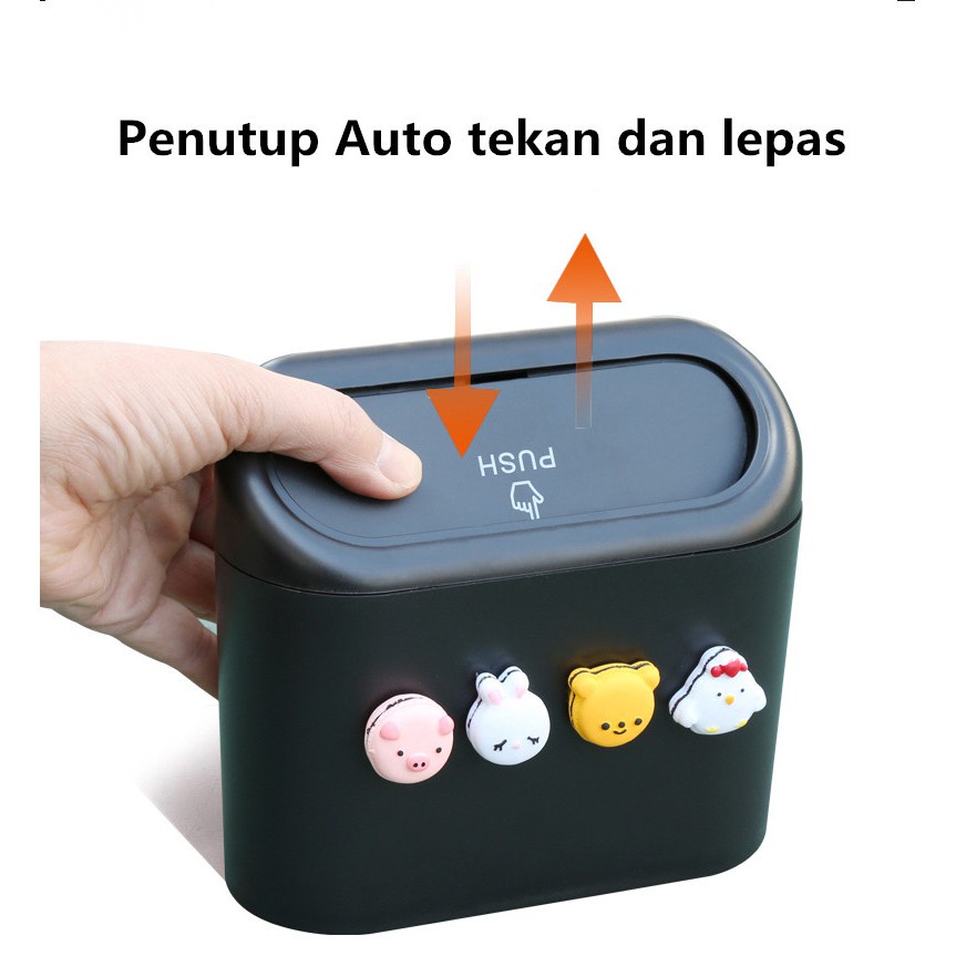Thùng Rác Nắp Lật Tự Động Sắp Xếp Gọn Gàng Thông Dụng Cho Xe Hơi Sampah Kereta