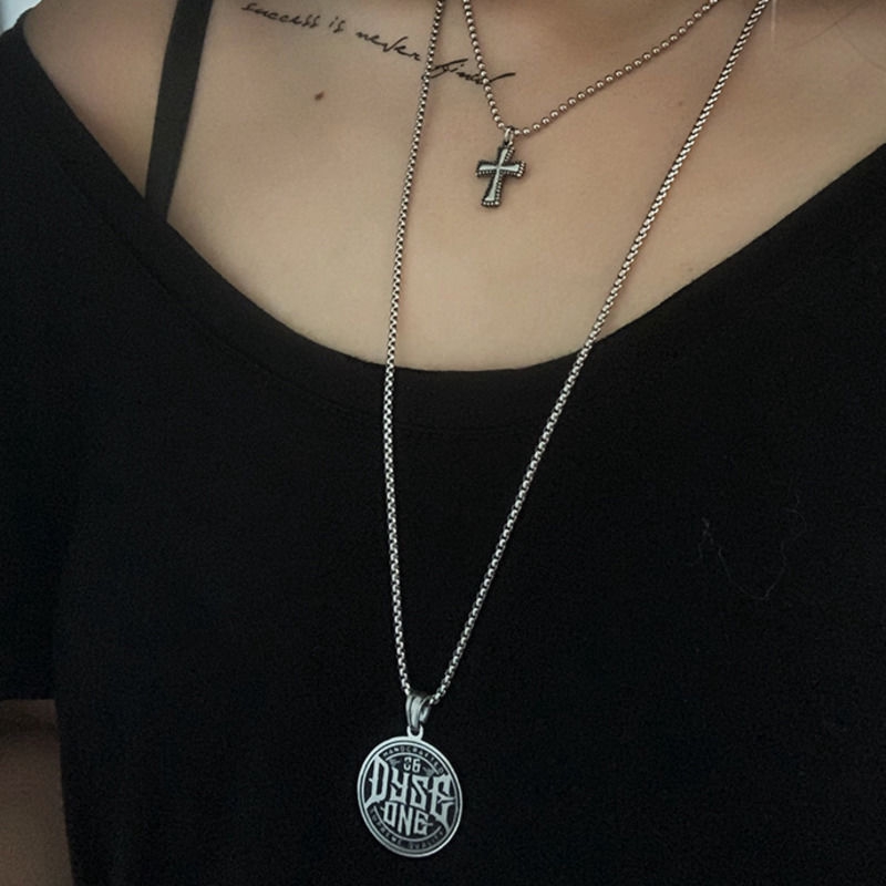 Dây Chuyền Thép Titan Mặt Chữ Cái 22051 Phong Cách Hip Hop Đường Phố